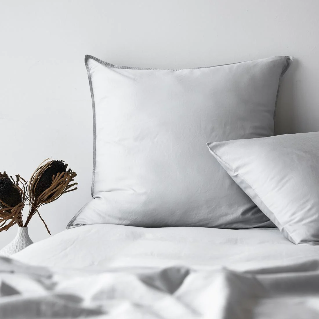 Soft Washed Cotton European Pillowcase Pair - Frost