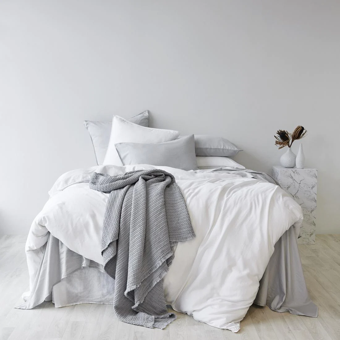Soft Washed Cotton Pillowcase Pair - Frost