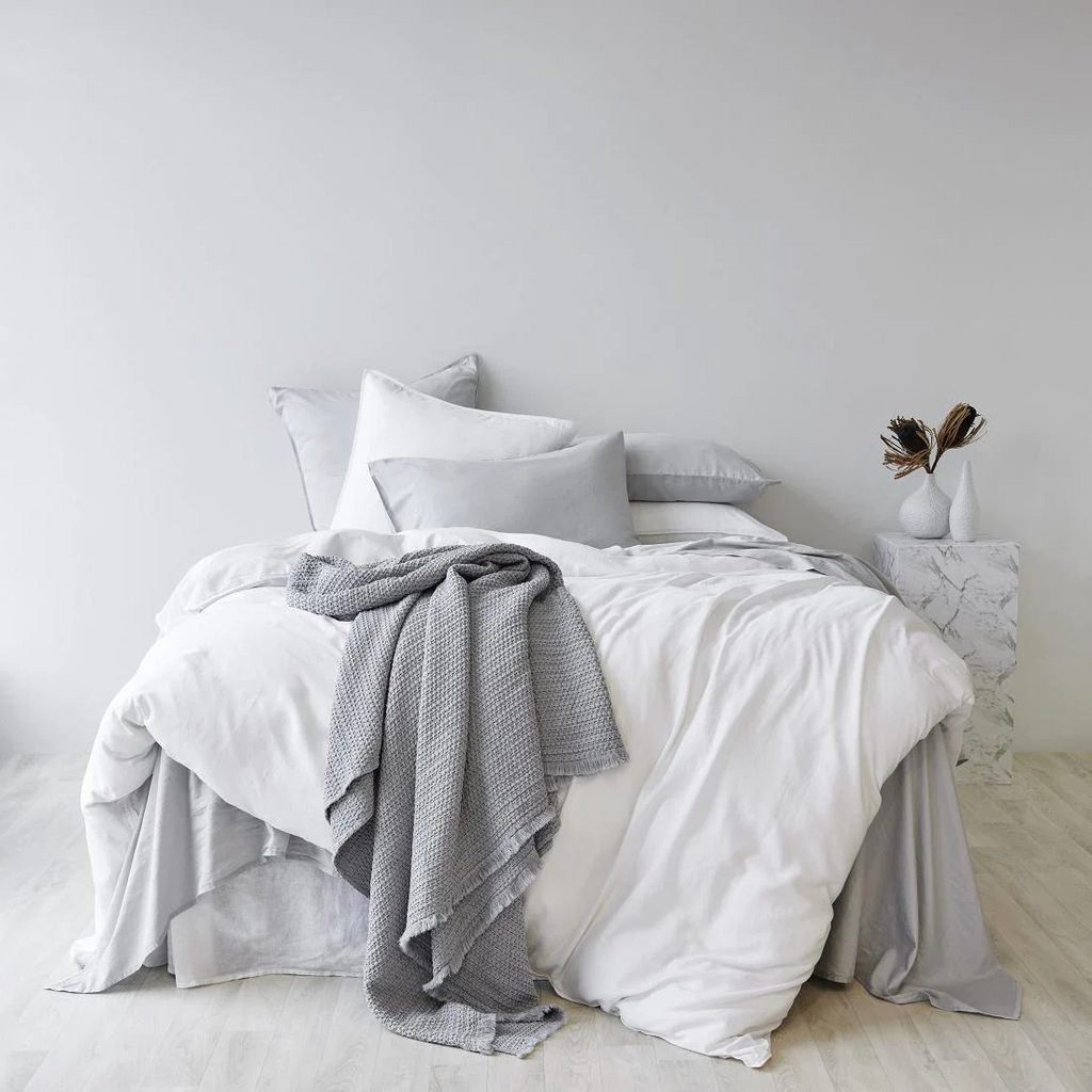 Soft Washed Cotton European Pillowcase Pair - Frost