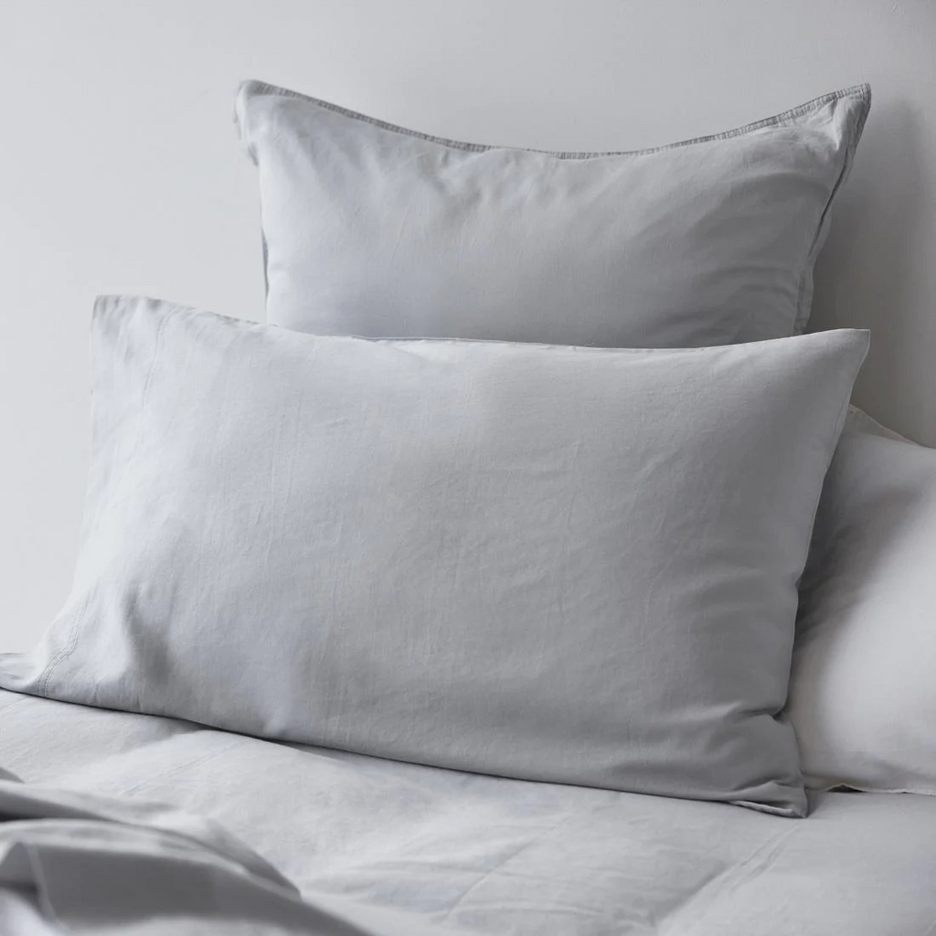 Soft Washed Cotton Pillowcase Pair - Frost