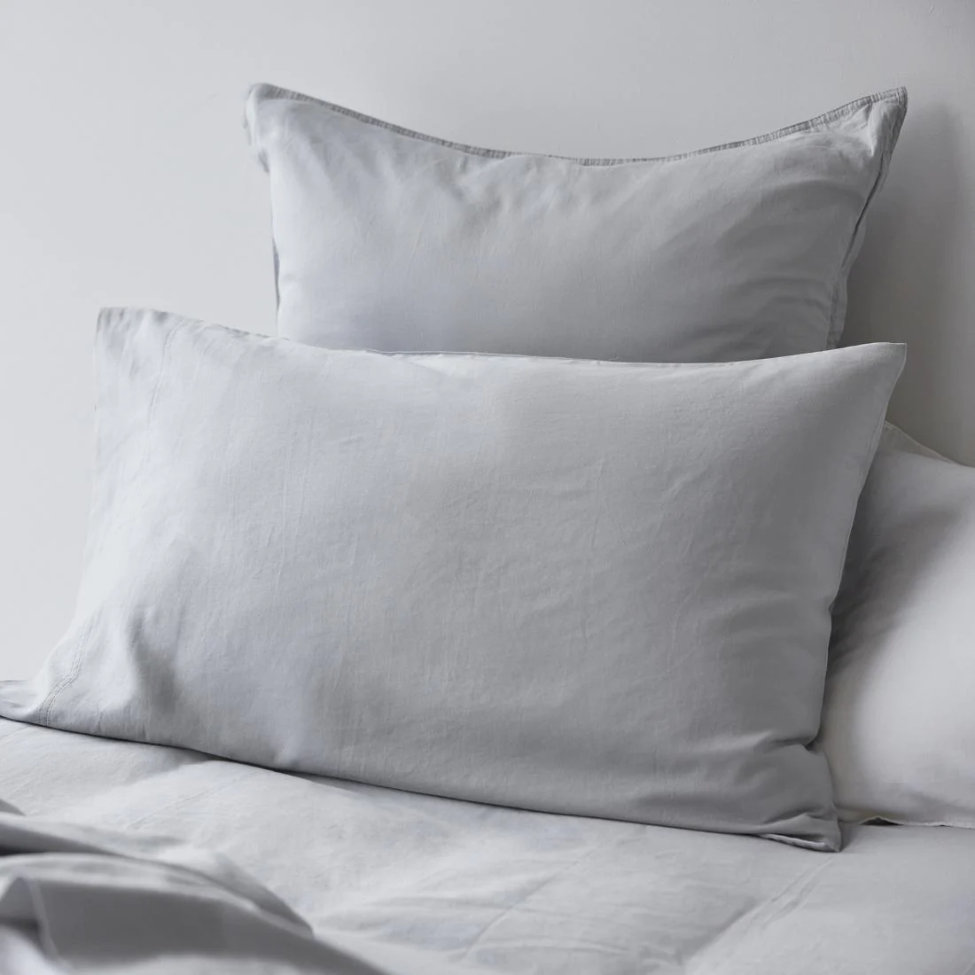 Soft Washed Cotton Pillowcase Pair - Frost