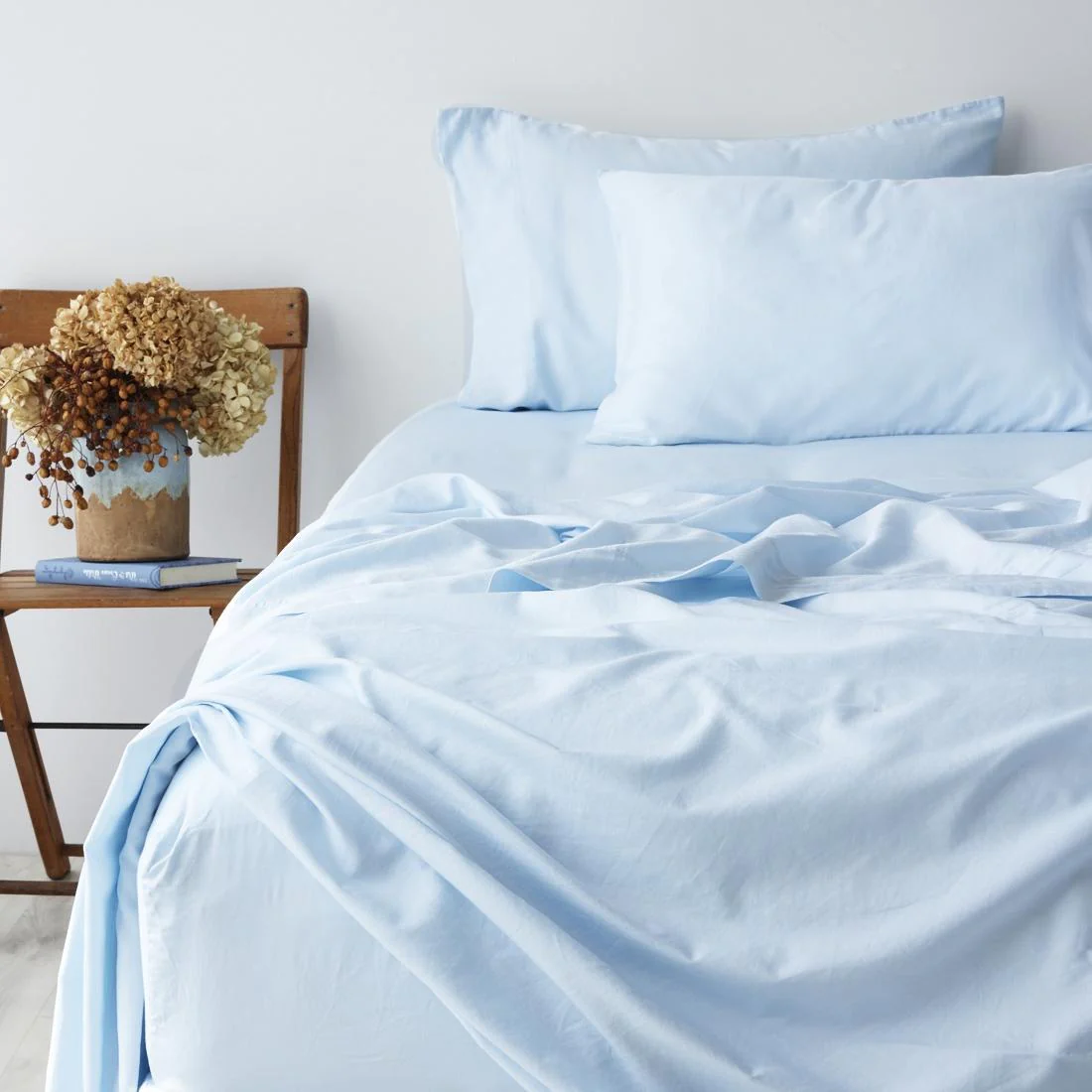 Soft Washed Cotton European Pillowcase Pair - Powder