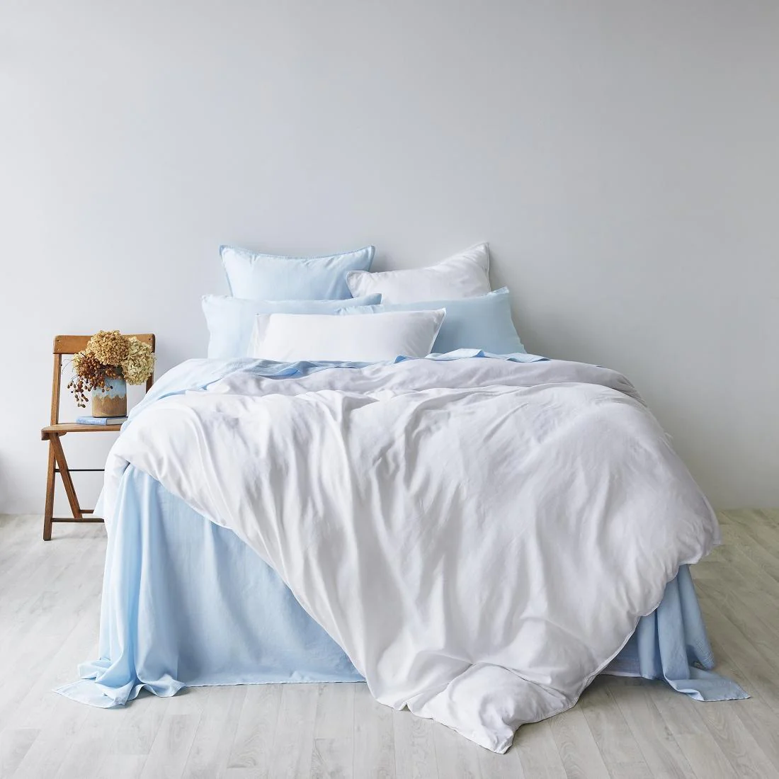 Soft Washed Cotton Pillowcase Pair - Powder