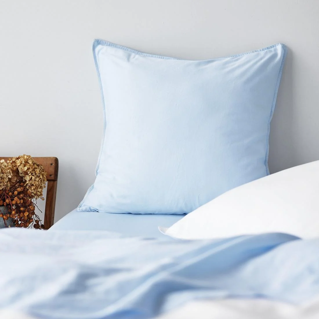Soft Washed Cotton European Pillowcase Pair - Powder