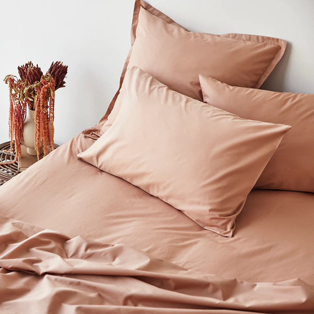 450TC Fresh Cotton Percale Standard Pillowcase Pair - Dried Clay