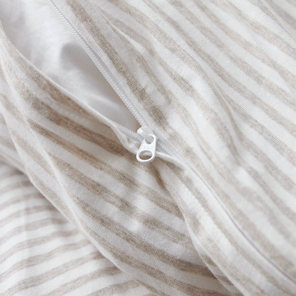 Cotton Jersey Duvet Cover - Biscuit Stripe