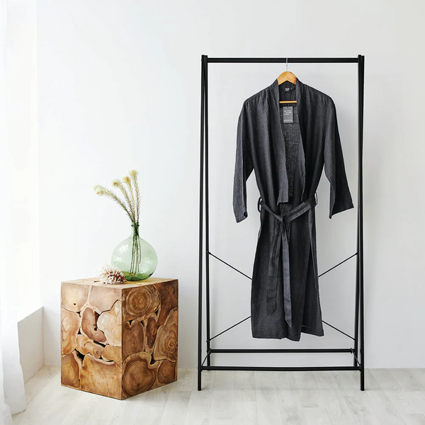 Pure Linen Bathrobe - Onyx