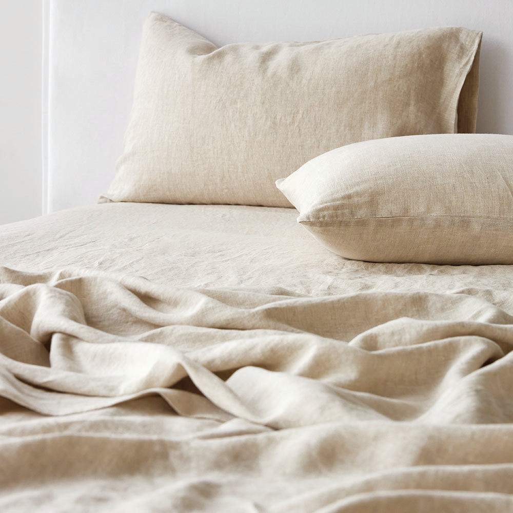 Pure Linen Standard Pillowcase Pair - Natural