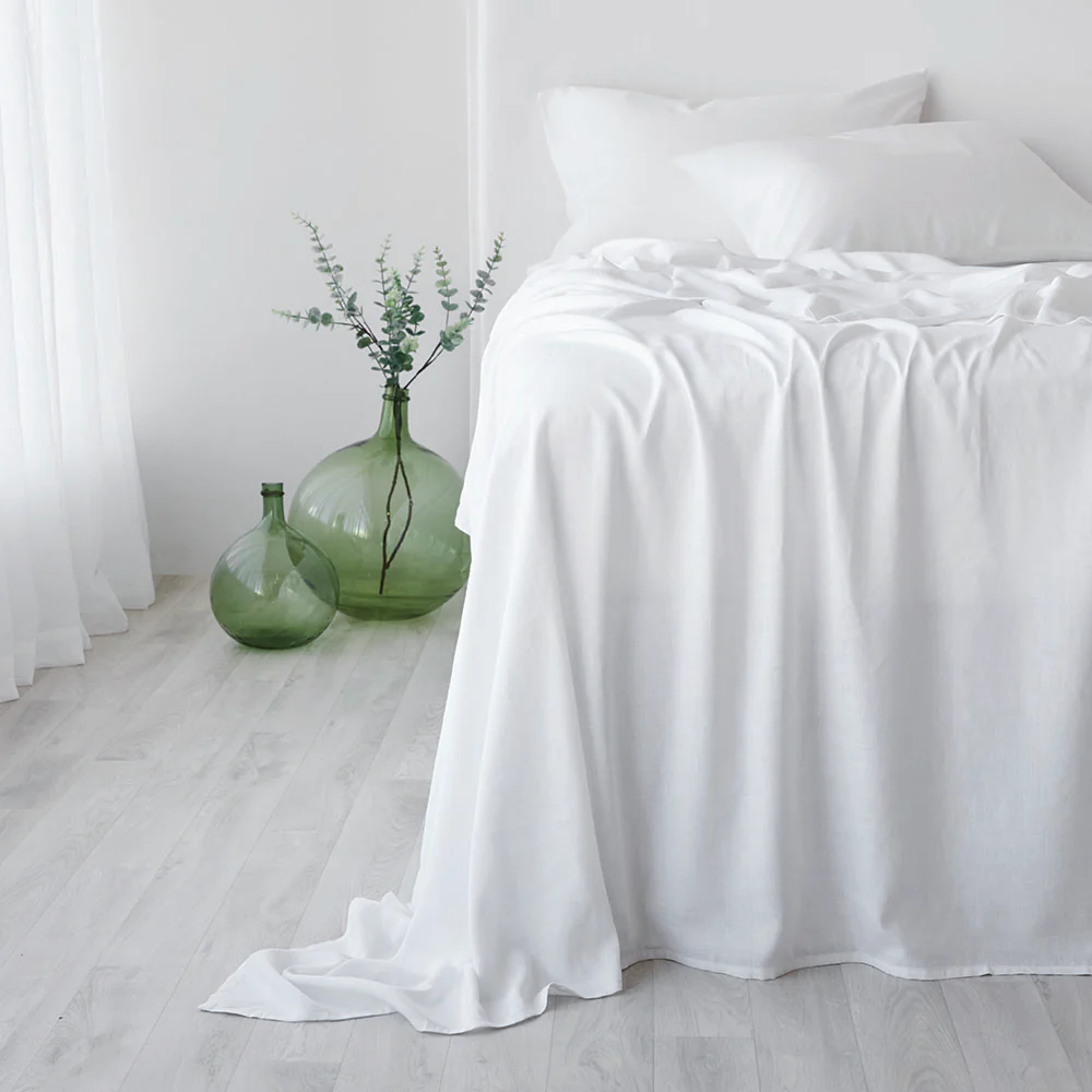 Bamboo Linen Standard Pillowcase Pair - White