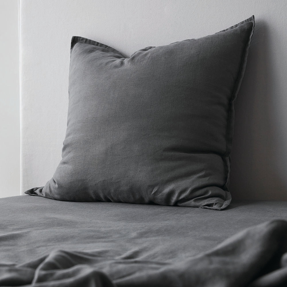 Pure Linen European Pillowcase Each - Charcoal