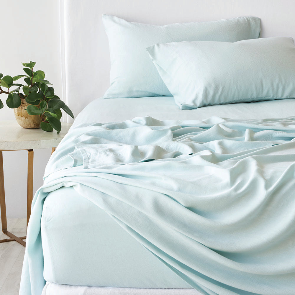 Bamboo Linen Fitted Sheet - Haze CLEARANCE