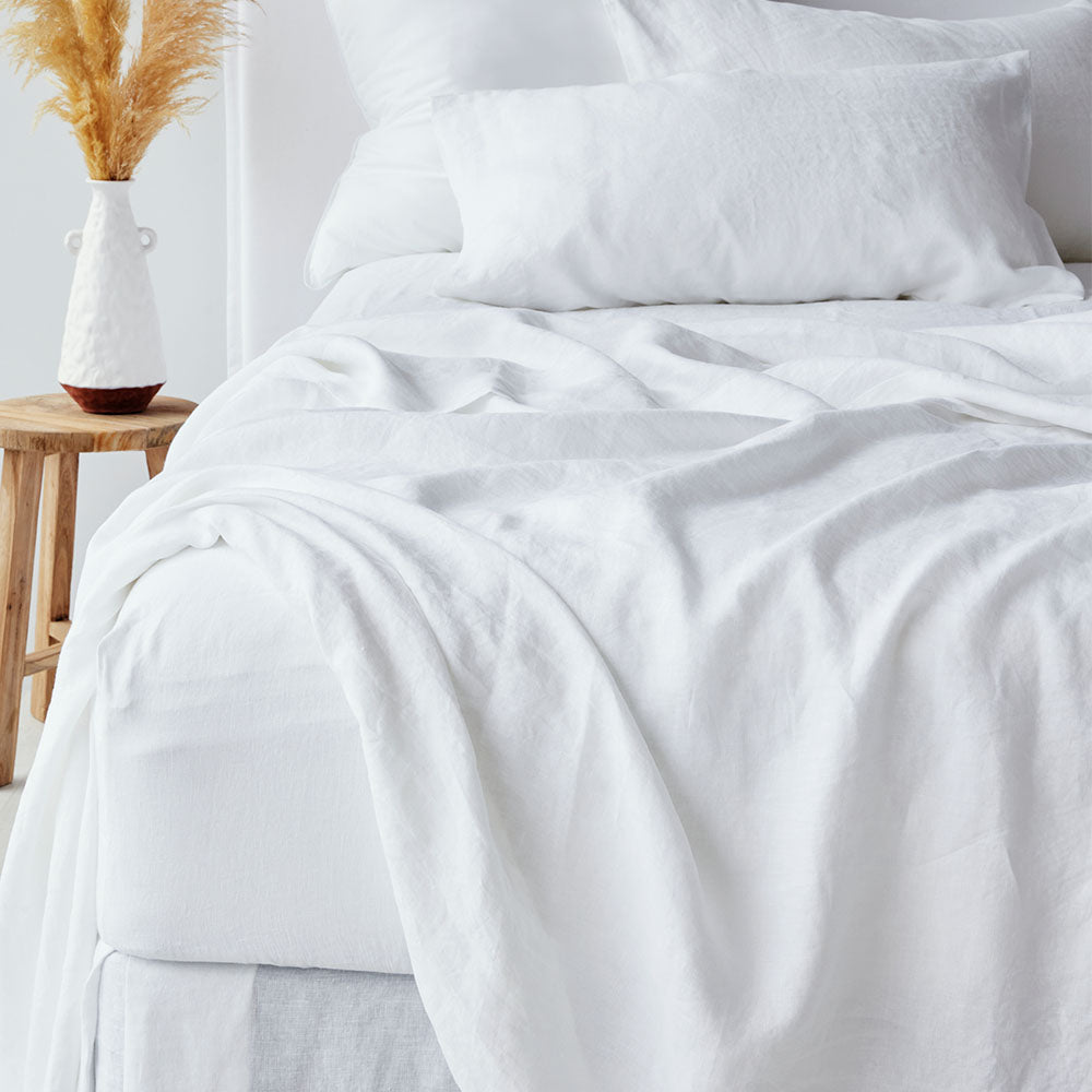 Pure Linen Flat Sheet - White